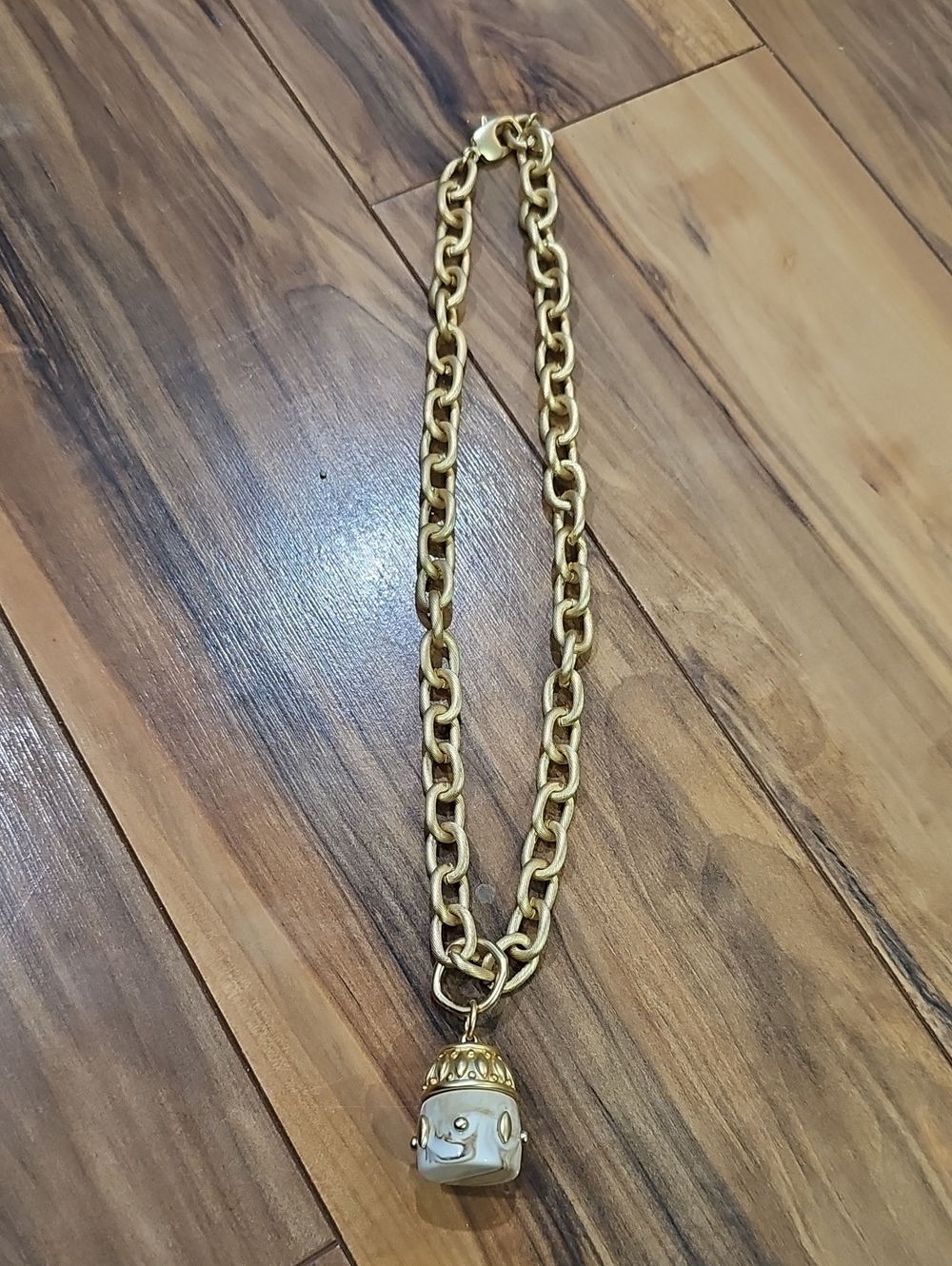 Spartina 449 Gold Chain Necklace with Gold and White Charm -